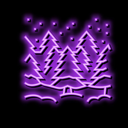 landscape winter neon glow icon illustrationのイラスト素材