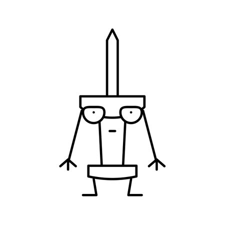 push pin school character line icon vector illustrationのイラスト素材