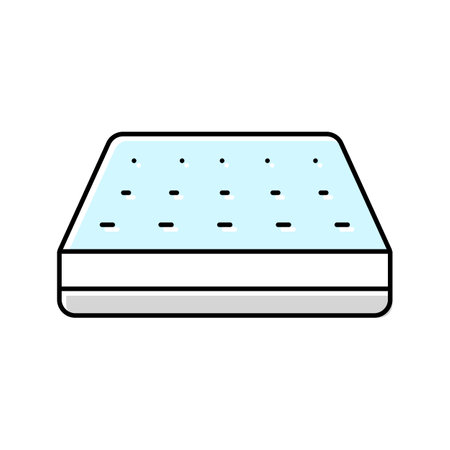 memory foam mattress bedroom interior color icon vector illustrationのイラスト素材