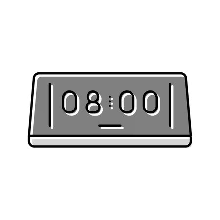digital alarm clock bedroom interior color icon vector illustrationのイラスト素材