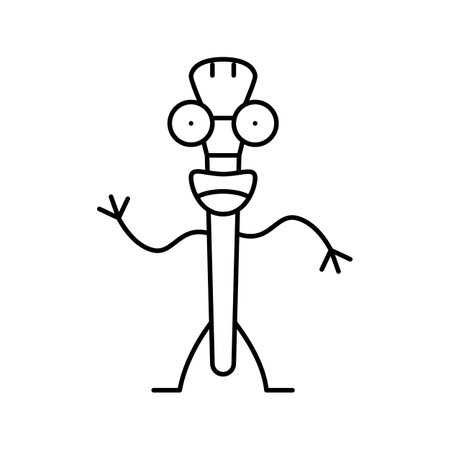 brush stationery character line icon vector illustrationのイラスト素材