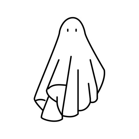 halloween ghost line icon vector illustrationのイラスト素材