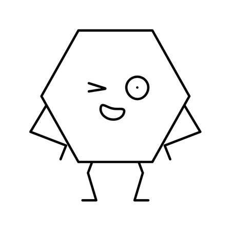 hexagon geometric shape character line icon vector illustrationのイラスト素材