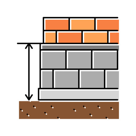 plinth level building house color icon vector illustrationのイラスト素材