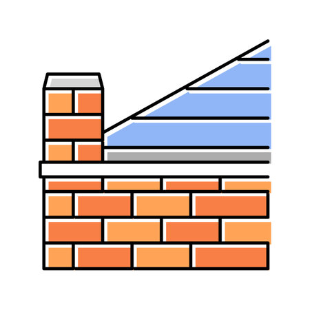 parapet building house color icon vector illustrationのイラスト素材