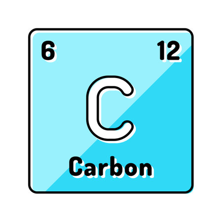 carbon chemical element color icon vector illustrationのイラスト素材