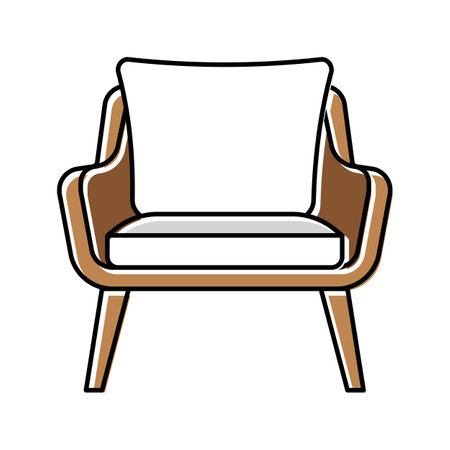 chair cushion bedroom interior color icon vector illustrationのイラスト素材