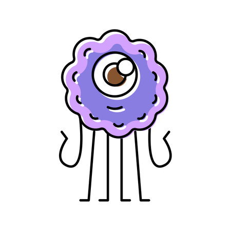 happy monster funny color icon vector illustrationのイラスト素材