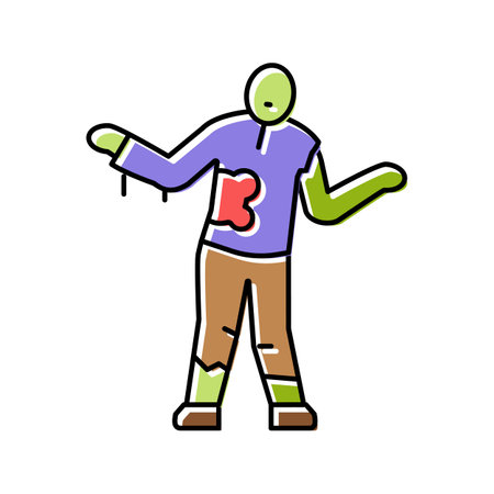 evil zombie color icon vector illustrationのイラスト素材