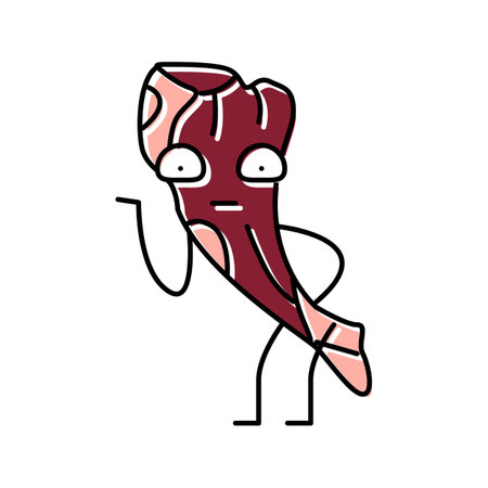 mutton meat character color icon vector illustrationのイラスト素材