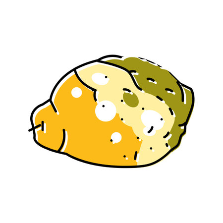 lemon rotten food color icon vector illustrationのイラスト素材