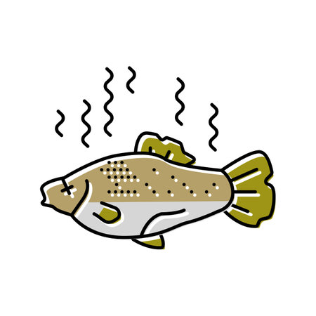 fish rotten food color icon vector illustrationのイラスト素材