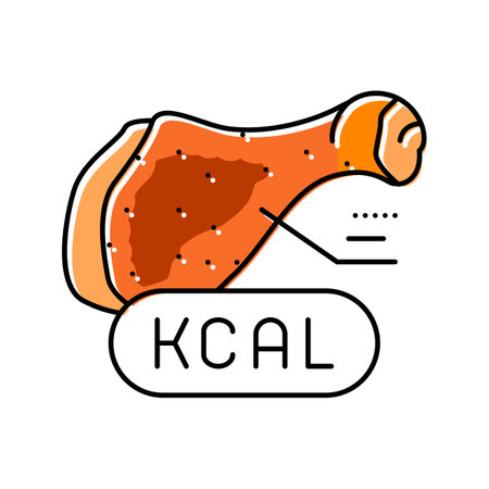 calories chicken fried color icon vector illustrationのイラスト素材