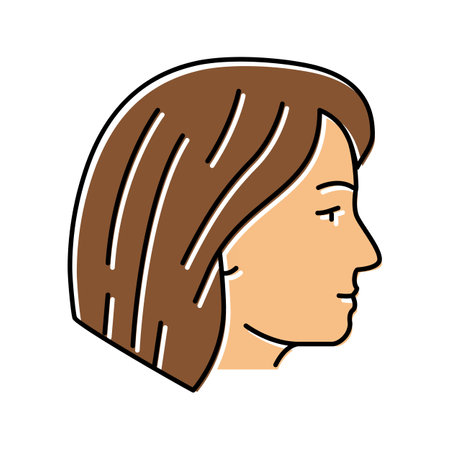 bob cut hairstyle female color icon vector illustrationのイラスト素材