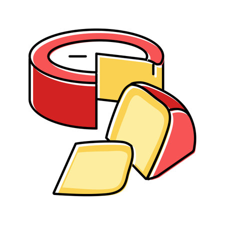 gouda cheese food slice color icon vector illustrationのイラスト素材