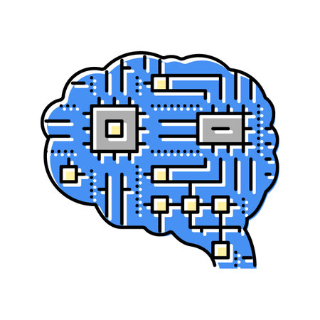 technology brain color icon vector illustrationのイラスト素材