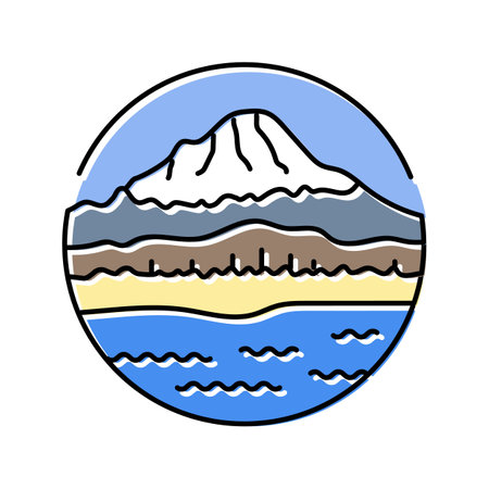 top mountain landscape color icon vector illustrationのイラスト素材