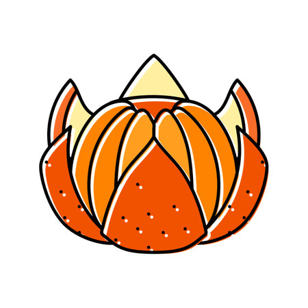 clementine mandarin color icon vector illustrationのイラスト素材