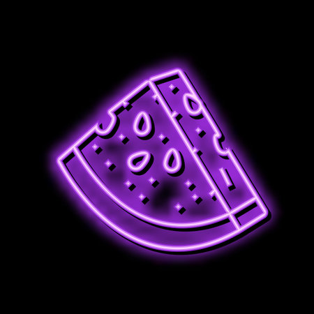 watermelon slice triangular neon glow icon illustrationのイラスト素材