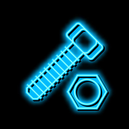 hex head bolt neon glow icon illustrationのイラスト素材