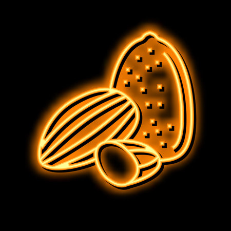 almond nut neon glow icon illustrationのイラスト素材