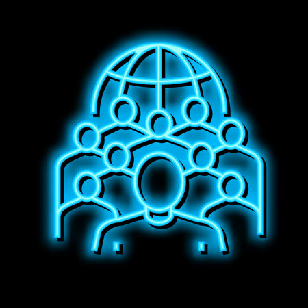 society people neon glow icon illustrationのイラスト素材