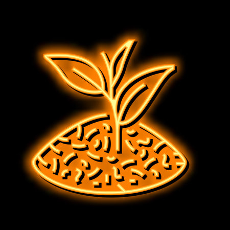 tea leaf neon glow icon illustrationのイラスト素材