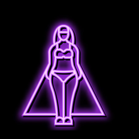 pear female body type neon glow icon illustrationのイラスト素材