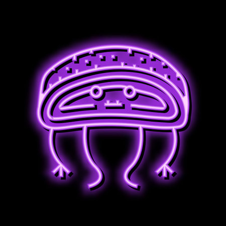 apple strudel dessert character neon glow icon illustrationのイラスト素材