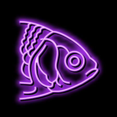 fish animal zoo neon glow icon illustrationのイラスト素材