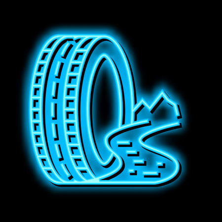 mud terrain tires neon glow icon illustrationのイラスト素材