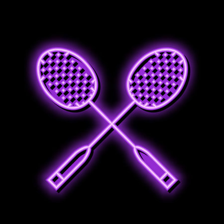 competition badminton neon glow icon illustrationのイラスト素材