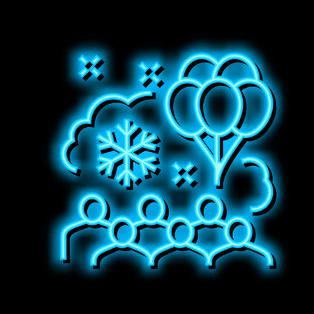 winter kids party neon glow icon illustrationのイラスト素材