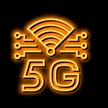 5g high speed network neon glow icon illustrationのイラスト素材
