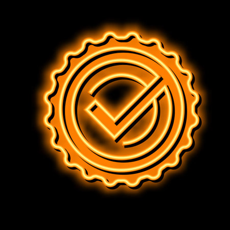 checkmark quality neon glow icon illustrationのイラスト素材