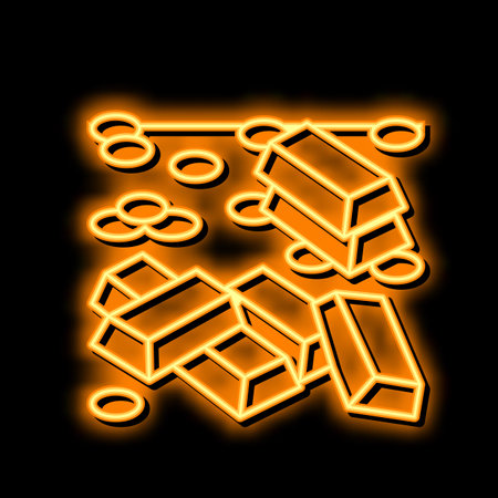 gold treasure neon glow icon illustrationのイラスト素材