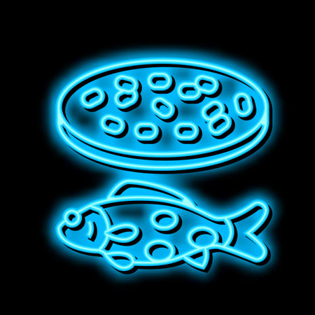 streptococcus iniae fish neon glow icon illustrationのイラスト素材