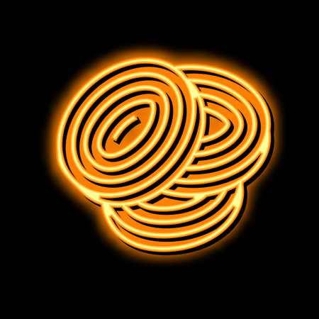 slice onion neon glow icon illustrationのイラスト素材
