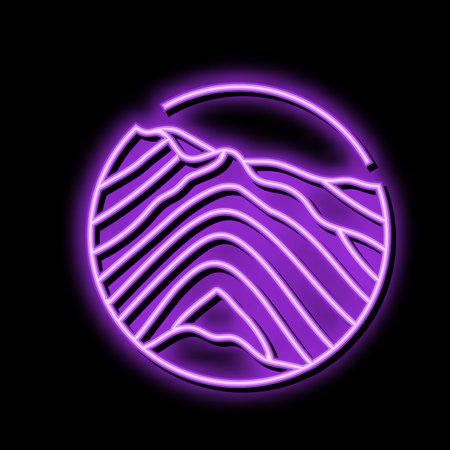 camping mountain landscape neon glow icon illustrationのイラスト素材