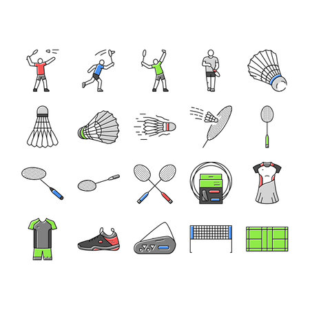badminton shuttlecock sport icons set vectorのイラスト素材