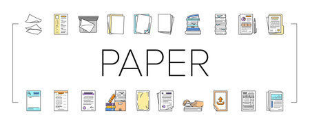 paper document office note page icons set vectorのイラスト素材