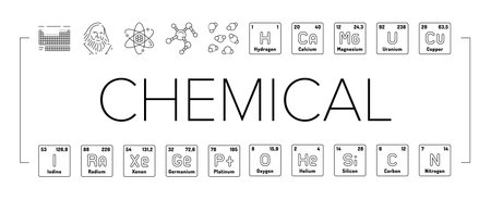 chemical science chemistry icons set vectorのイラスト素材