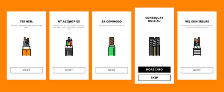 wire cable technology connection onboarding icons set vectorのイラスト素材