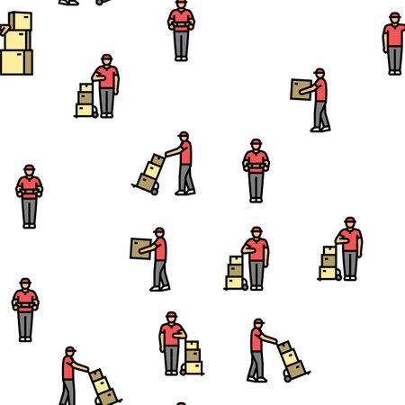 courier delivery service shipping vector seamless patternのイラスト素材