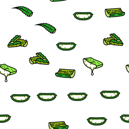 aloe vera nature green care vector seamless patternのイラスト素材