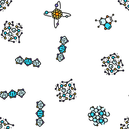 molecular science chemistry atom vector seamless patternのイラスト素材