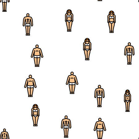 body human anatomy figure vector seamless patternのイラスト素材