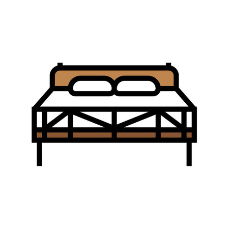 bed bedroom interior color icon vector illustrationのイラスト素材