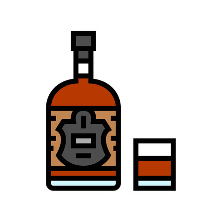 rum drink bottle color icon vector illustrationのイラスト素材