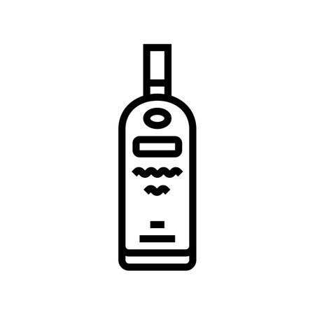 vodka glass bottle line icon vector illustrationのイラスト素材